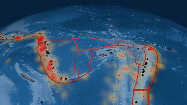 Balmoral Reef Tektoniska Plattan Beskrivs Jordklotet Topografi Och Batymetrifärgad Höjdkarta — Stockfoto