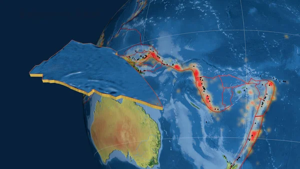 バルモラル リーフの地殻プレートは 地球に押し出され 提示されました 地形図だ 3Dレンダリング — ストック写真