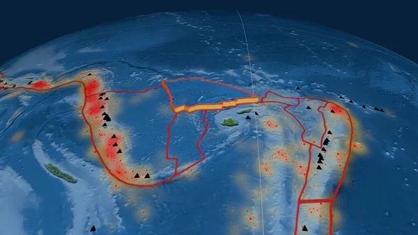 Balmoral Reef Placca Tettonica Estrusa Sul Globo Mappa Topografica Rendering — Foto Stock