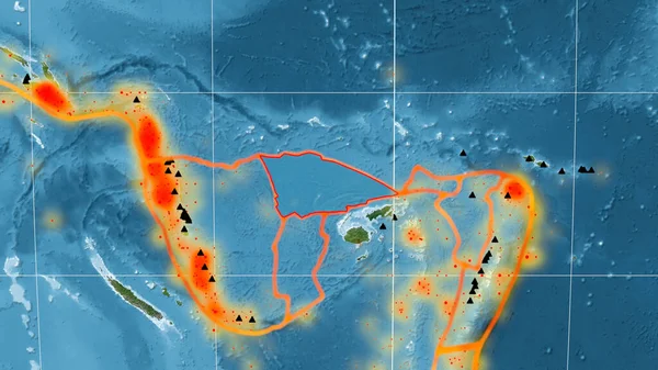 Balmoral Reef Tectonic Plate Mollweide Projection 세계적 사진에 설명되어 렌더링 — 스톡 사진