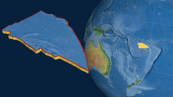 Balmoral Reef Tektonische Platte Extrudiert Und Präsentiert Gegen Den Globus — Stockfoto