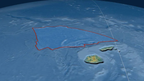 Placa Tectónica Arrecife Balmoral Delineada Globo Mapa Topográfico Relieve Renderizado —  Fotos de Stock