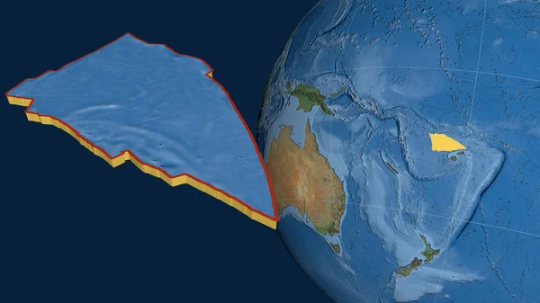 Balmoral Reef Placca Tettonica Estrusa Presentata Contro Globo Immagini Satellitari — Foto Stock