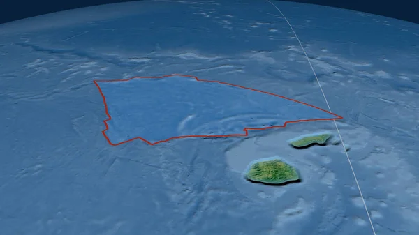Placa Tectónica Arrecife Balmoral Delineada Globo Mapa Topográfico Renderizado — Foto de Stock