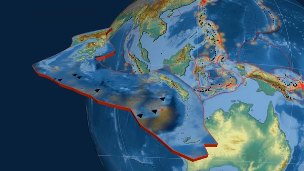 Тектоническая Плита Моря Банда Экструдирована Представлена Земном Шаре Топографическая Карта — стоковое фото