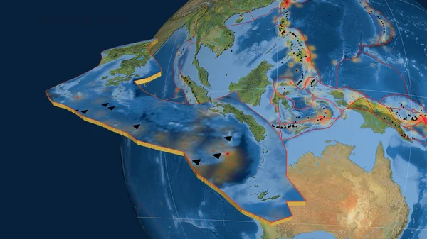 Die Tektonische Platte Von Banda Sea Wurde Gegen Den Globus — Stockfoto