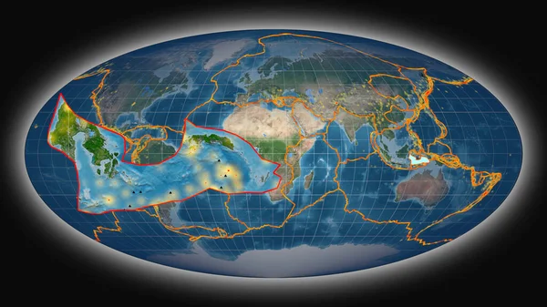 Tektonická Deska Banda Sea Protáhla Prezentovala Proti Globálním Satelitním Snímkům — Stock fotografie