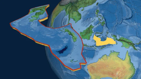 Płyta Tektoniczna Morza Banda Wytłaczana Prezentowana Kuli Ziemskiej Mapa Topograficzna — Zdjęcie stockowe