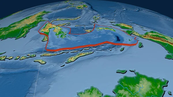 バンダ海の地殻プレートは 地球上で押し出されました 地図の色だ 3Dレンダリング — ストック写真