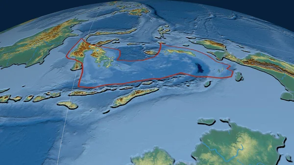 バンダ海地殻プレートは 地球上で輪郭を描きました 地形図の救援地図 3Dレンダリング — ストック写真