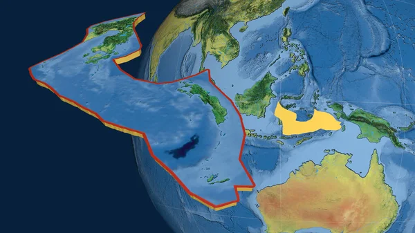 Banda Sea Placca Tettonica Estrusa Presentata Contro Globo Mappa Topografica — Foto Stock