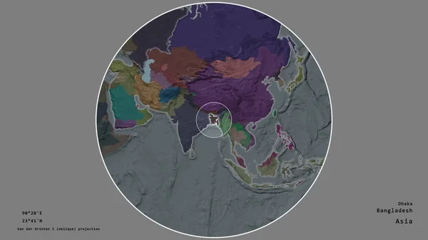 Area Del Bangladesh Segnata Cerchio Sulla Mappa Larga Scala Del — Foto Stock