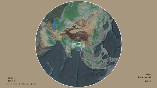 Zona Bangladesh Marcada Con Círculo Mapa Gran Escala Del Continente — Foto de Stock