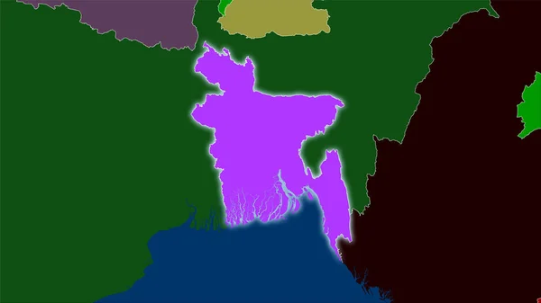 Zona Bangladesh Mapa Divisiones Administrativas Proyección Estereográfica Composición Cruda Capas —  Fotos de Stock