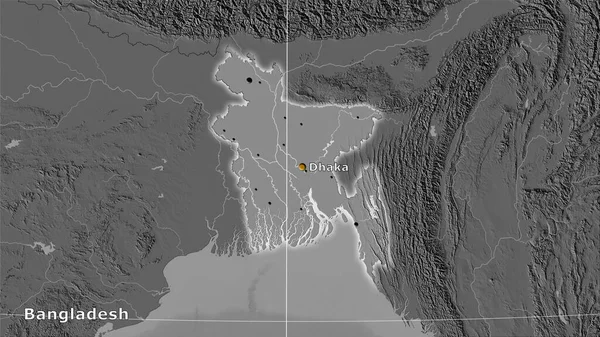 Zona Bangladesh Mapa Elevación Del Bilevel Proyección Estereográfica Composición Principal —  Fotos de Stock