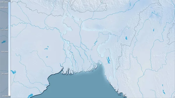 Precipitation Driest Quarter Bangladesh Area Stereographic Projection Legend Raw Composition — Stock Photo, Image