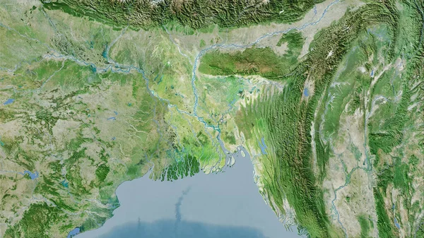 Bangladesch Gebiet Auf Der Satelliten Karte Der Stereographischen Projektion Rohzusammensetzung — Stockfoto