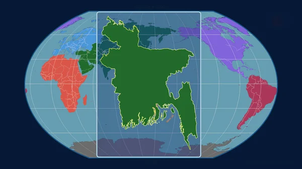 Vista Ampliada Del Contorno Bangladesh Con Líneas Perspectiva Contra Mapa — Foto de Stock