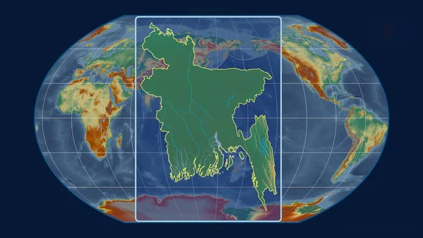 Vista Ampliada Esboço Bangladesh Com Linhas Perspectiva Contra Mapa Global — Fotografia de Stock