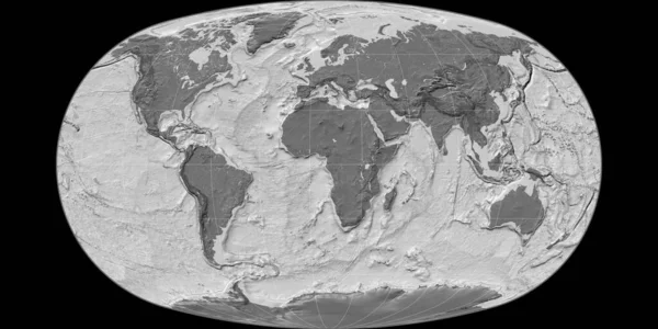 Mapa Del Mundo Proyección Baranyi Centrado Longitud Este Mapa Topográfico — Foto de Stock