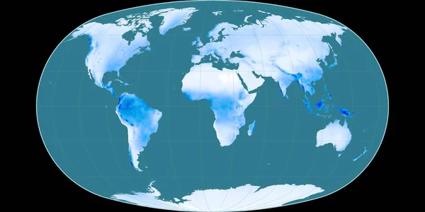 巴拉尼投影中的世界地图以东经11度为中心 平均年降水量图 具有满意效果的栅格原料复合材料 3D插图 — 图库照片