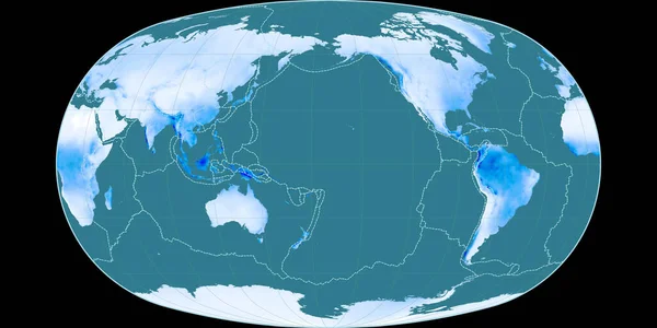 Mapa Del Mundo Proyección Baranyi Centrado 170 Longitud Oeste Mapa —  Fotos de Stock