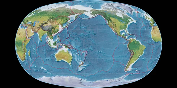 Карта Світу Проекції Бараньї Була Зосереджена 170 Довготах Західної Довготи — стокове фото