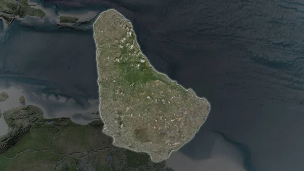 Barbados Obszar Rozszerzony Świecił Ciemnym Tle Jego Otoczenia Zdjęcia Satelitarne — Zdjęcie stockowe