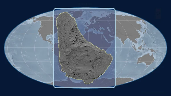 바베이 도스를 때마다 지도에 보인다 형상이 중심이다 Grayscale Elevation Map — 스톡 사진