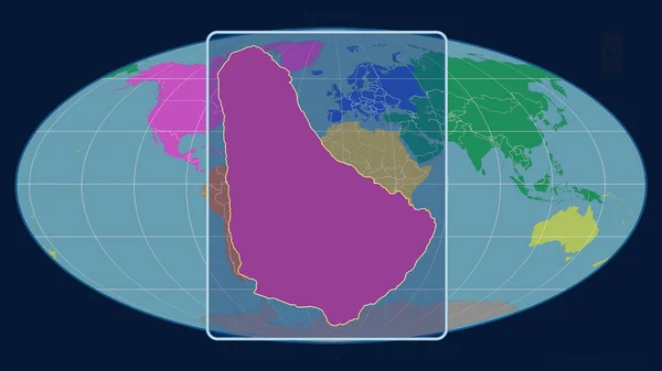 Zoomed View Barbados Outline Perspective Lines Global Map Mollweide Projection — Stock Photo, Image