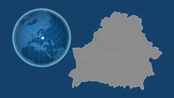 Bielorrusia Globo Con Forma Del País Contra Mapa Ampliado Con —  Fotos de Stock