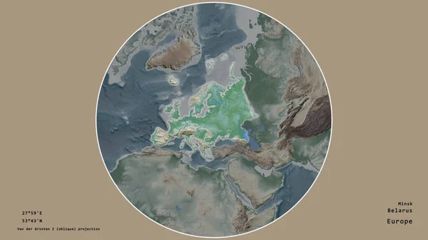 Área Bielorrusia Centró Círculo Que Rodea Continente Sobre Fondo Desaturado — Foto de Stock