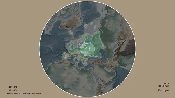 Oblast Běloruska Označena Kruhem Rozsáhlé Mapě Kontinentu Izolované Odtučněném Pozadí — Stock fotografie