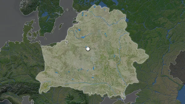 Área Realçada Bielorrússia Com Ponto Importante Mapa Desaturado Sua Vizinhança — Fotografia de Stock