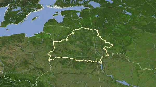 Weißrussland Und Seine Nachbarschaft Distanzierte Schrägperspektive Umrissene Form Satellitenbilder — Stockfoto