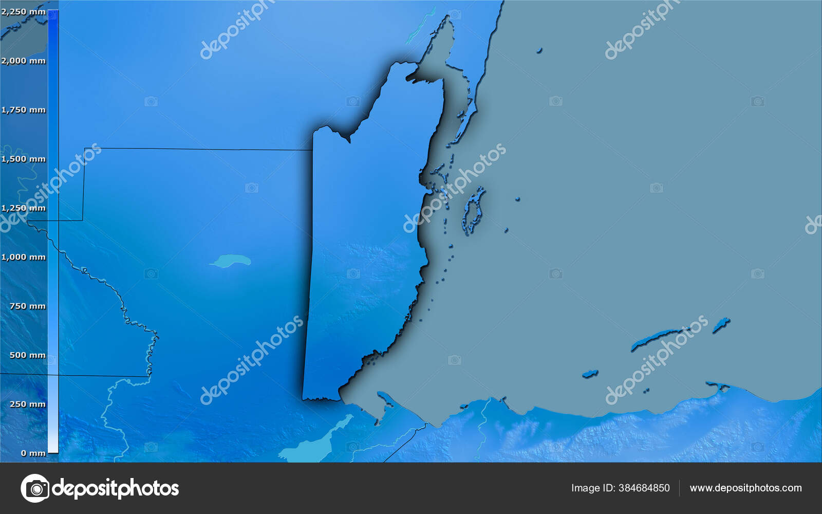 Precipitation Wettest Quarter Belize Area Stereographic Projection