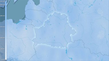 Efsanevi stereografik projeksiyonda Belarus bölgesinin en soğuk çeyreğinin yağışı - ışık saçan dış hatlı raster tabakalarının ham bileşimi