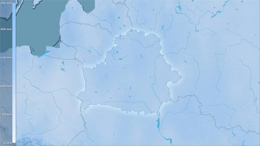 Efsanevi stereografik projeksiyonla Belarus bölgesindeki en kuru çeyrekliğin yağışı - ışık saçan ana hatlı raster tabakalarının ham bileşimi