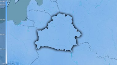 Efsanevi stereografik projeksiyonla Belarus bölgesindeki en sıcak çeyrekliğin yağışı - koyu parlak çizgili raster tabakalarının ham bileşimi