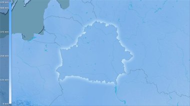 Efsanevi stereografik projeksiyondaki Belarus bölgesinin en sıcak çeyreğinin yağışı - ışık saçan ana hatlı raster tabakalarının ham bileşimi