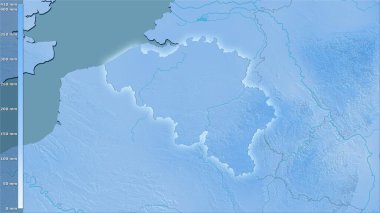 Efsanevi stereografik projeksiyondaki Belçika bölgesinin en soğuk çeyreğinin yağışı - ışık saçan ana hatlı raster tabakalarının ham bileşimi