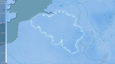 Efsanevi stereografik projeksiyonla Belçika 'nın en nemli ayının yağışı - ışık saçan ana hatlı raster tabakalarının ham bileşimi