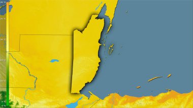 Efsanevi stereografik projeksiyonda Belize bölgesinin en sıcak çeyreğinin ortalama sıcaklığı - koyu parlak dış hatlı raster tabakalarının ham bileşimi