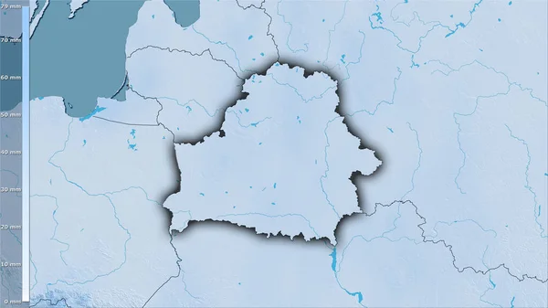 Precipitação Mês Mais Seco Dentro Área Bielorrússia Projeção Estereográfica Com — Fotografia de Stock