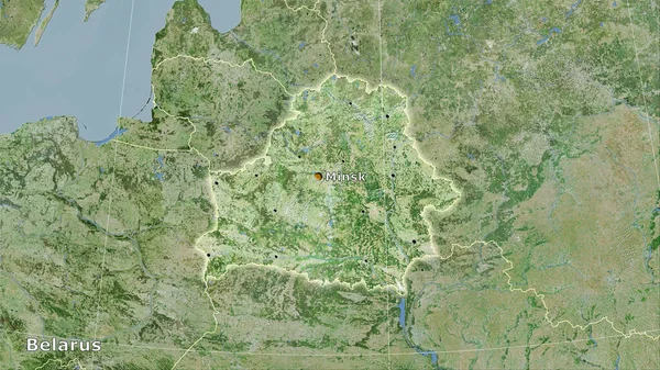 Vitryssland Område Satellit Kartan Den Stereografiska Prognosen Huvudsammansättning — Stockfoto