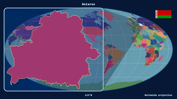 Zoomed Vista Della Bielorussia Contorno Con Linee Prospettiche Contro Una — Foto Stock
