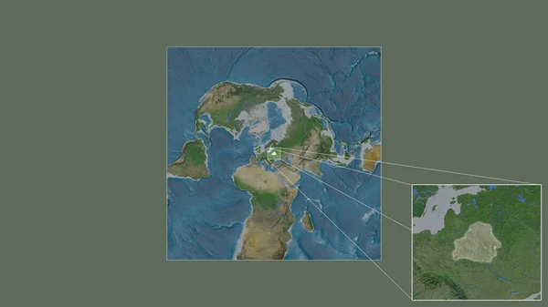 Área Expandida Ampliada Bielorrússia Extraída Mapa Grande Escala Mundo Com — Fotografia de Stock