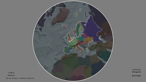 Oblast Belgie Označena Kruhem Rozsáhlé Mapě Kontinentu Izolované Odtučněném Pozadí — Stock fotografie