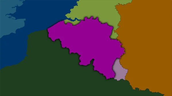 Area Del Belgio Sulla Mappa Delle Divisioni Amministrative Nella Proiezione — Foto Stock