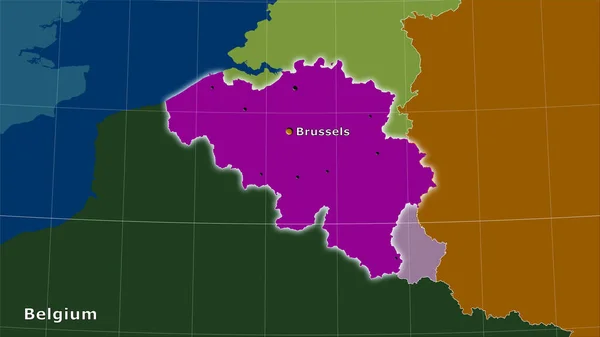 Belgium Area Administrative Divisions Map Stereographic Projection Main Composition — Stock Photo, Image